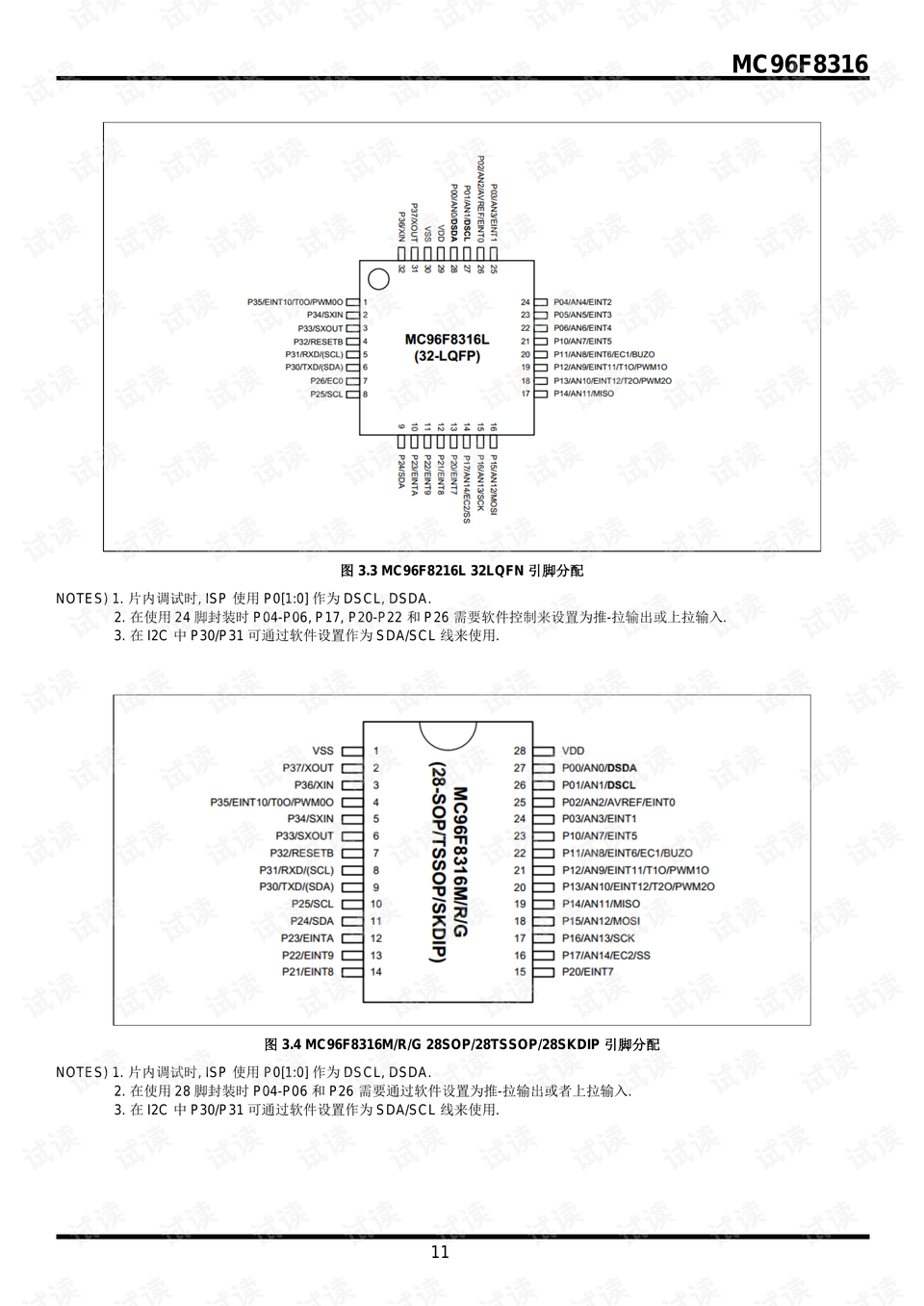 mc96f8316m引脚图,mc96f8216d引脚功能图 现代单片机mc96f8316手册