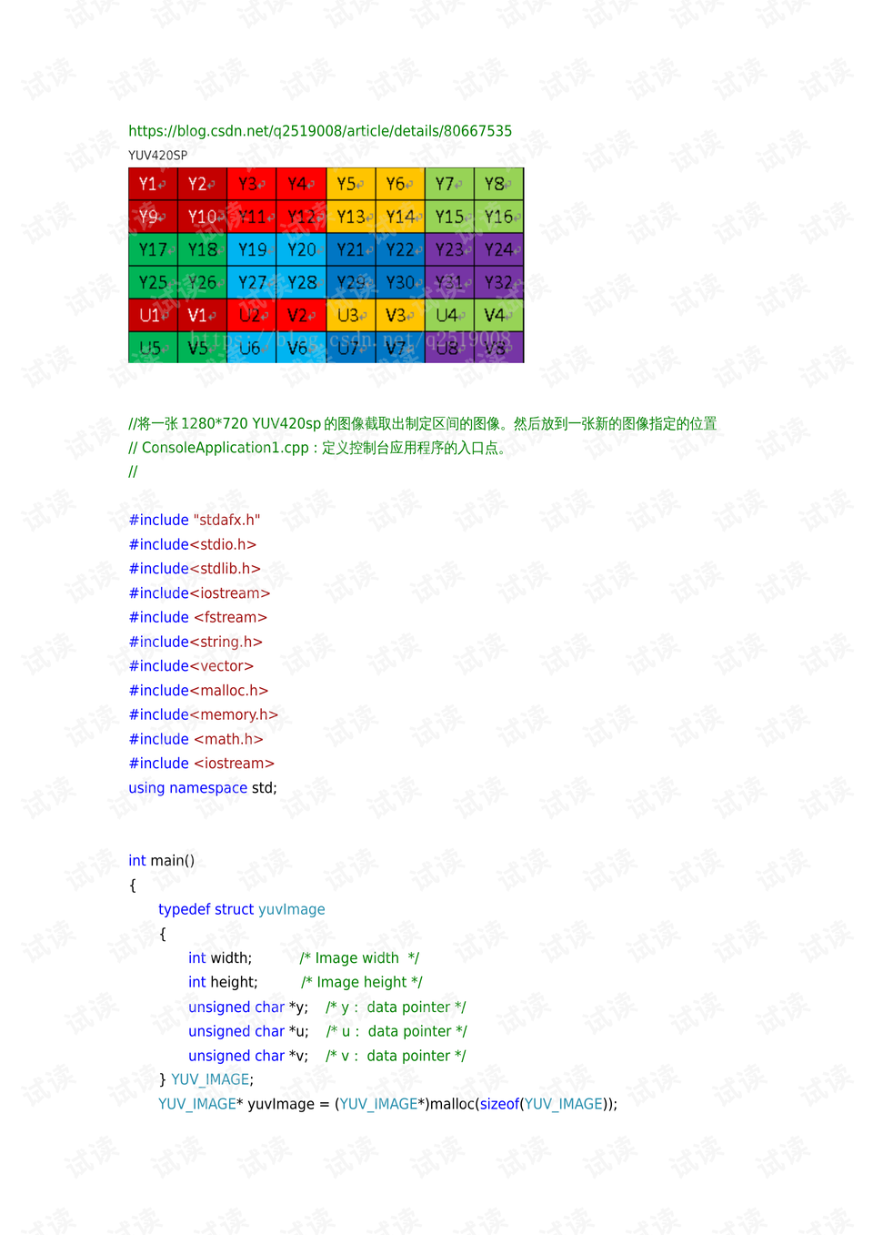yuv420sp图像的裁剪,后放到指定位置,再将一张图片分成四张,再合成