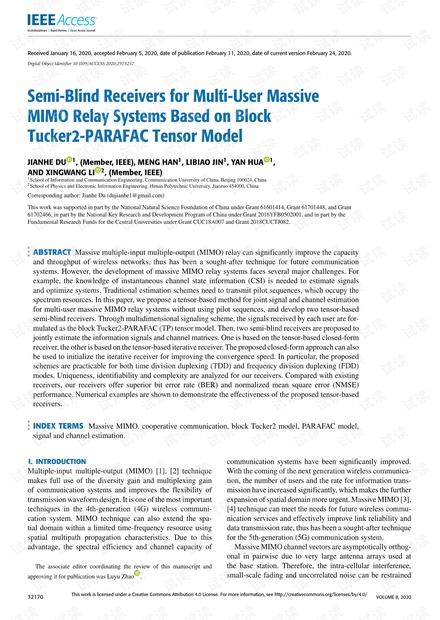 semi-blind receivers for multi-user massive mimo relay systems b