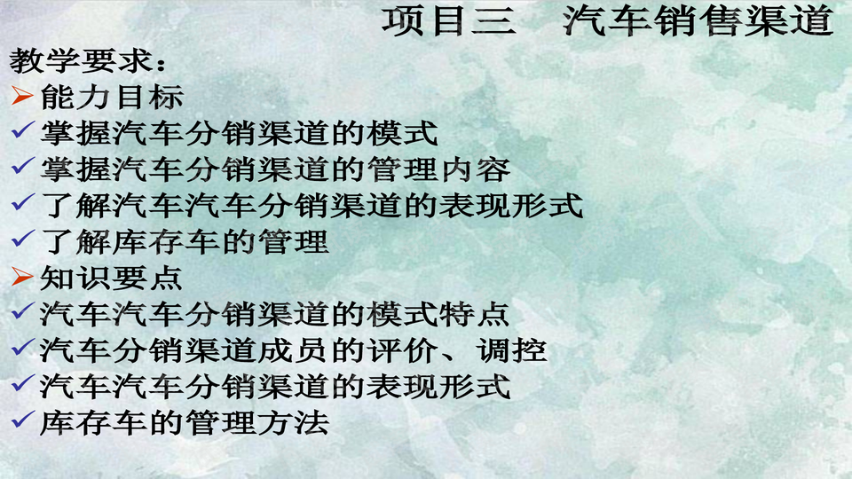 汽车营销实务ppt课件 项目3 汽车销售渠道.ppt