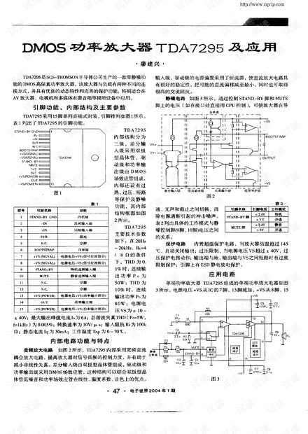 dmos功率放大器tda7295及应用_tda7295功放芯片参数