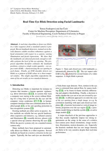 Real-Time Eye Blink Detection using Facial Landmarks