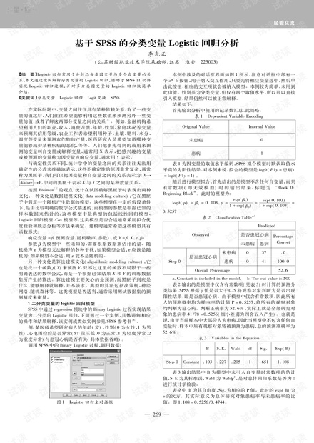 基于 SPSS 的分类变量 Logistic 回归分析