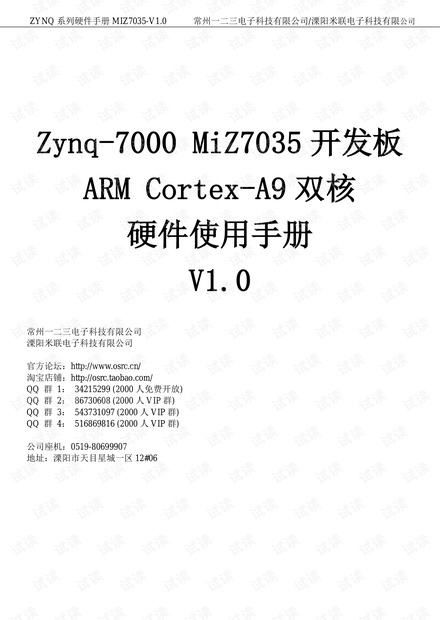 MIZ7035开发板硬件使用手册