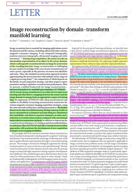 Image reconstruction by domain-transform manifold learning