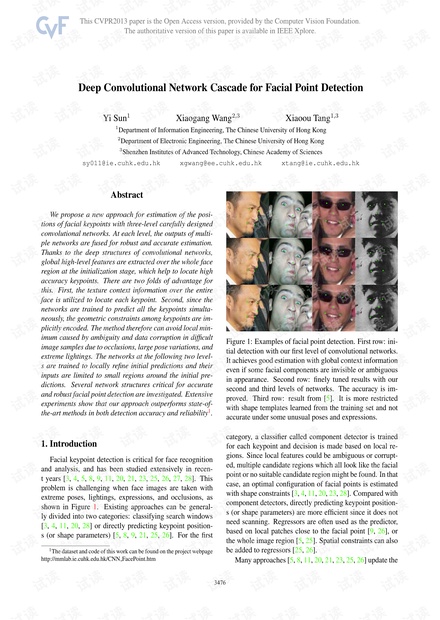 Deep Convolutional Network Cascade for Facial Point Detection