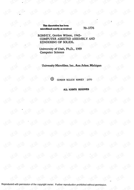 Computer assisted assembly and rendering of solids 计算机辅助装配和渲染固体 作者:GW Romney