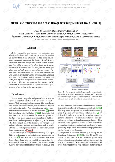 2D/3D Pose Estimation and Action Recognition using Multitask Deep Learning