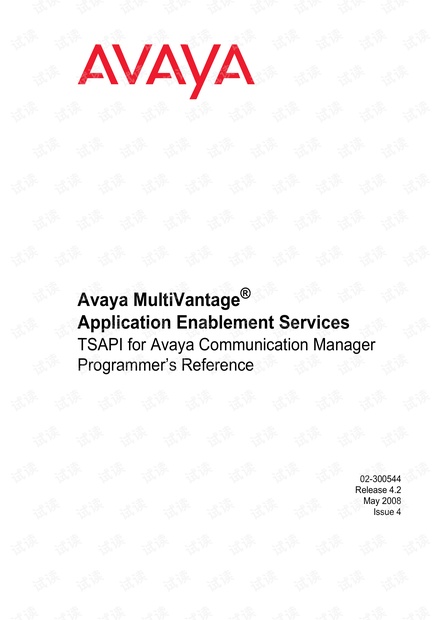 TSAPI for Avaya Communication Manager Programmer's Reference