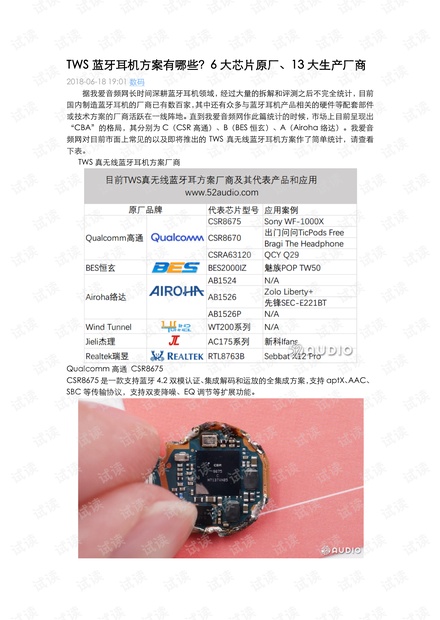 TWS蓝牙耳机方案介绍