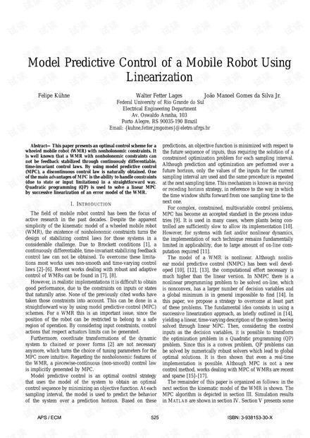 Model predictive control of a mobile robot using linearization
