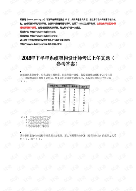 2018年下半年系统架构设计师真题(综合知识)