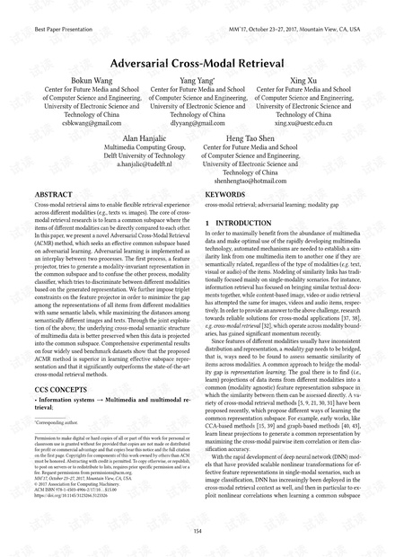 Adversarial Cross-Modal Retrieval