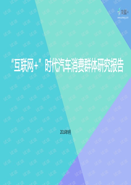 “互联网+”时代汽车消费群体研究报告