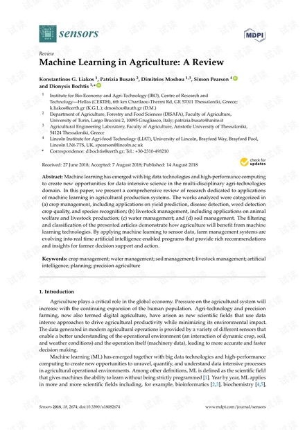 Machine Learning in Agriculture
