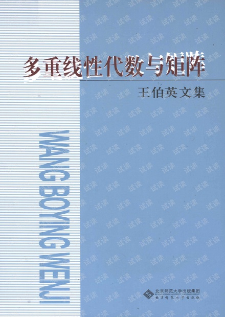 《多重线性代数与矩阵(王伯英文集)》王伯英 (作者), 李仲来 (编者) 出版时间:2012年