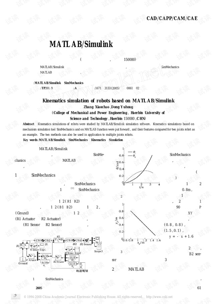 基于MATLABSimulink的平面连杆机器人的动力学分析与动态仿真-基于MATLAB_Simulink的机器人运动学仿真.pdf