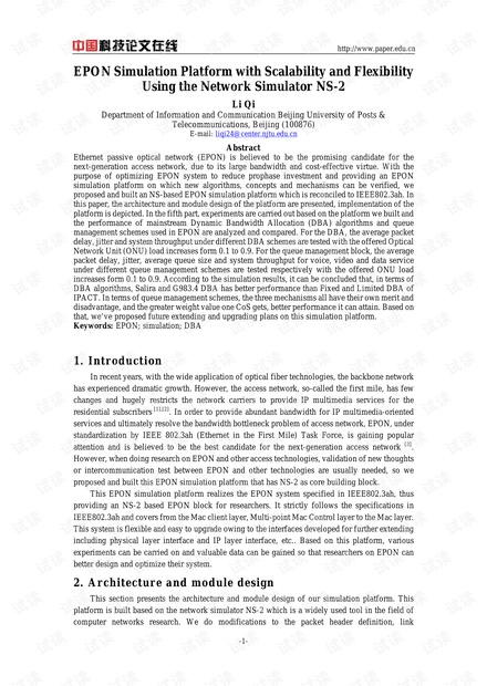 论文研究-EPON Simulation Platform with Scalability and Flexibility Using the Network Simulator NS-2.pdf