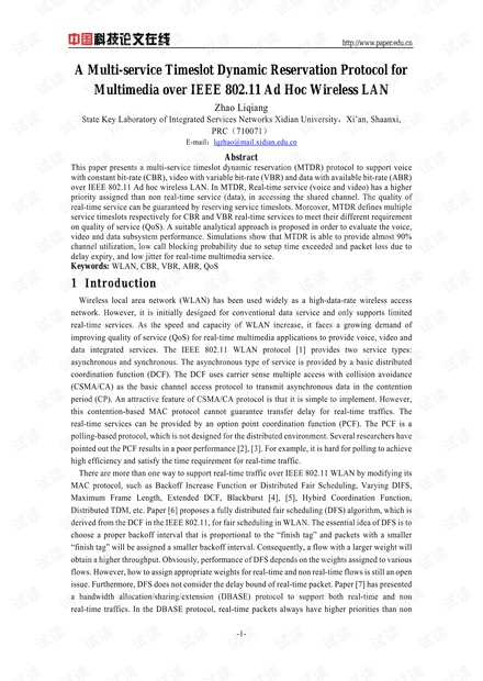 论文研究-A Multi-service Timeslot Dynamic Reservation Protocol for Multimedia over IEEE 802.11 Ad Hoc Wireless LAN.pdf