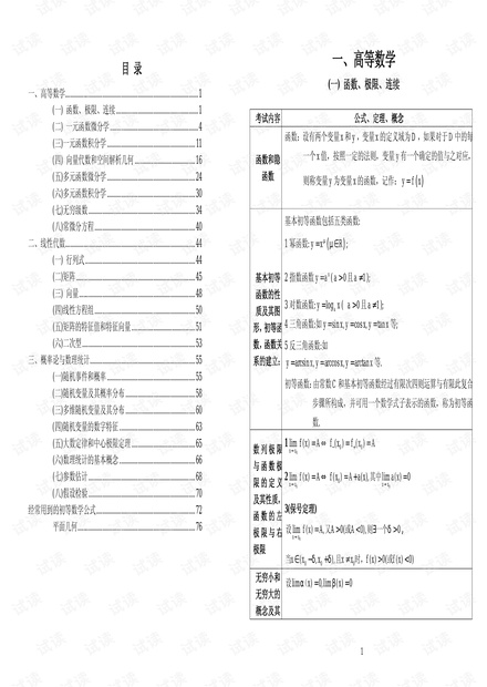 考研数学公式手册随身看(打印版).pdf