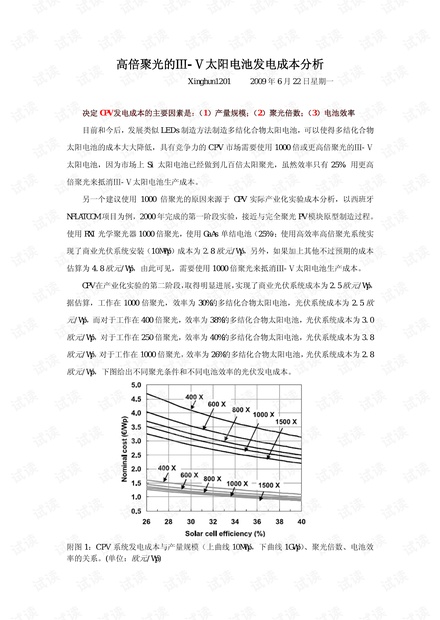 高倍聚光的Ⅲ-Ⅴ太阳电池成本分析.pdf