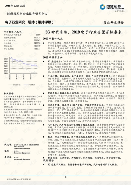 电子行业年度报告:5G时代来临,2019电子行业有望否极泰来-国金证券-20181231.pdf