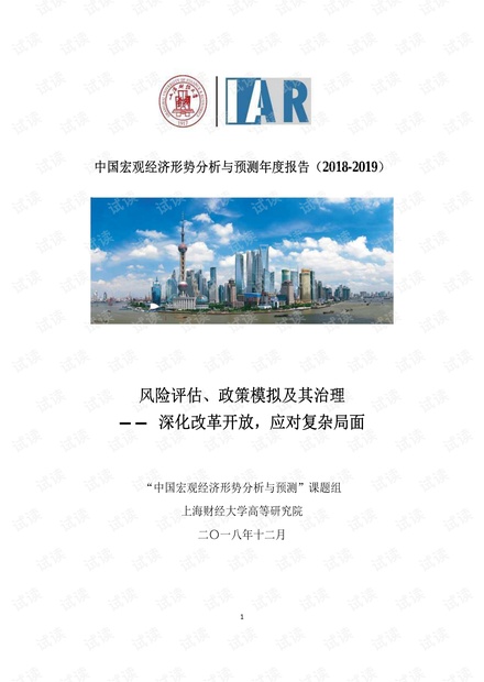 中国宏观经济形势分析与预测年度报告(2018-2019)-上财-201812.pdf