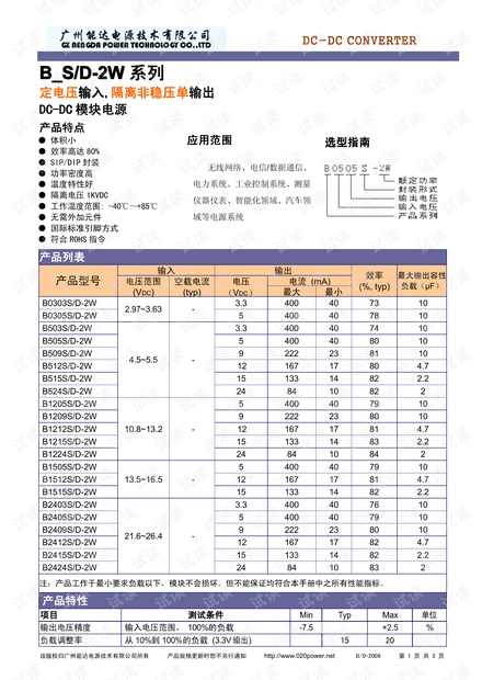 广州能达B0505S-2W电源模块产品说明.pdf