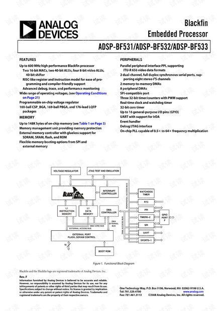 ADI ADSP-BF532:400 MHz高性能Blackfin处理器英文产品数据手册.pdf