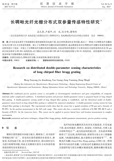 长啁啾光纤光栅分布式双参量传感特性研究.pdf