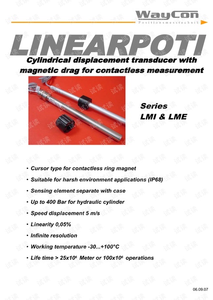 WAYCON LMI系列耐压型导电塑料位移传感器 手册.pdf