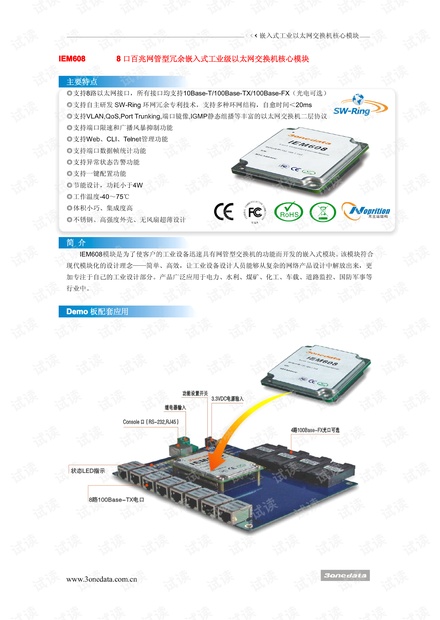 三旺通信百兆嵌入式工业以太网交换机核心模块 产品介绍.pdf