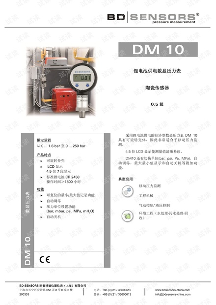 德国BD SENSORS 数显压力表 DM10 产品样本.pdf