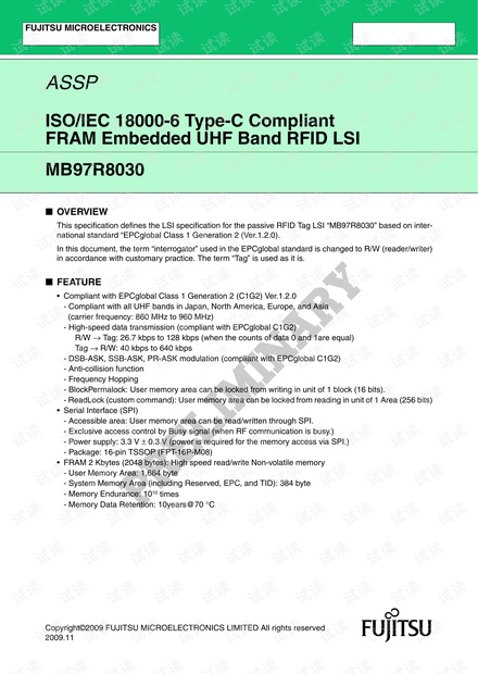 铁电内存的超高频RFID MB97R8030.pdf