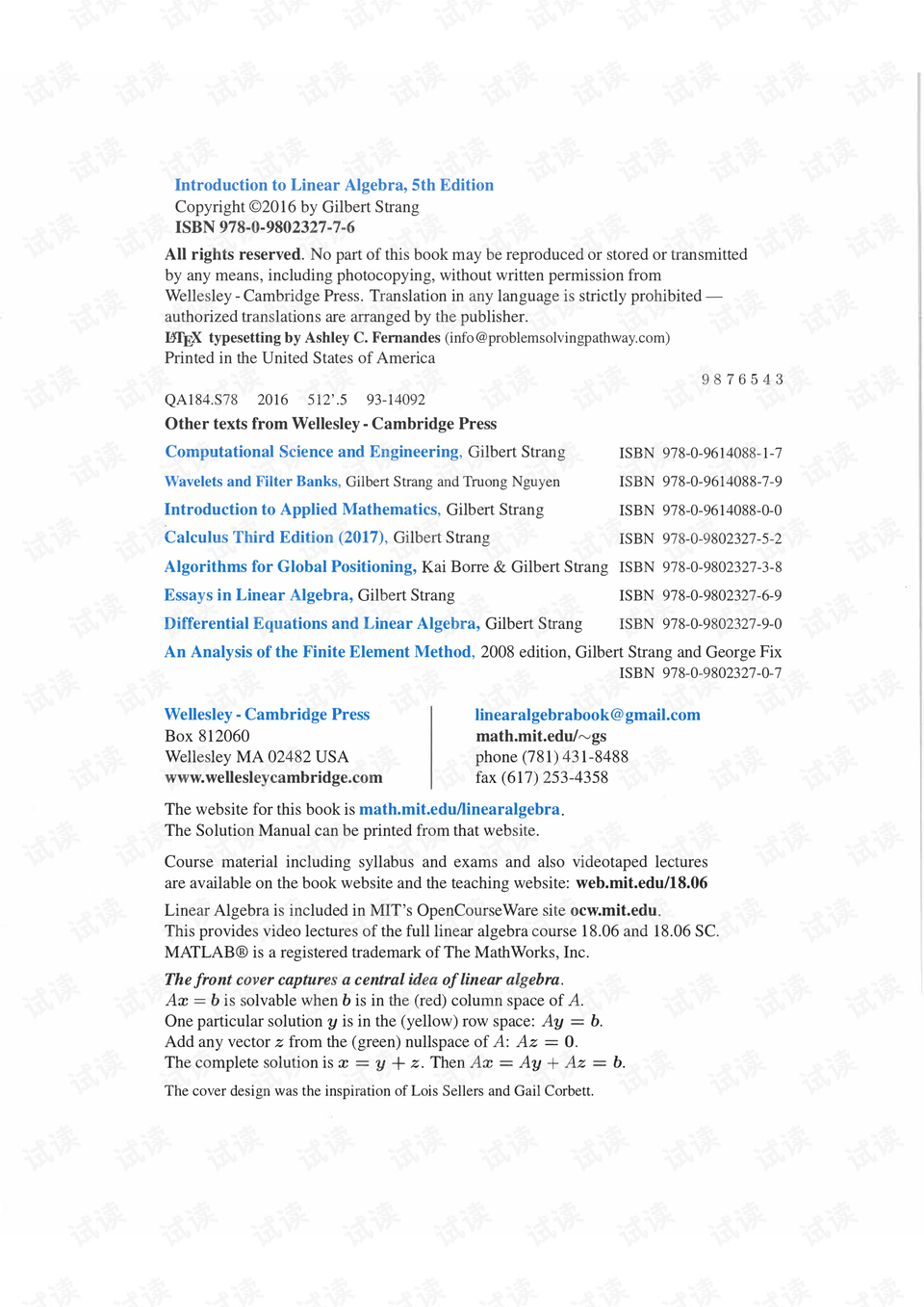 Strang Gilbert Introduction To Linear Algebra 5th Edition Pdf