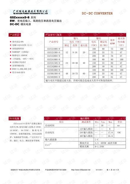 广州能达GSZxxxxxS-8系列DC-DC电源模块产品说明.pdf