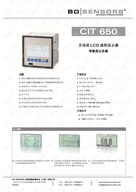 德国BD SENSORS 多通道LCD流程显示器 CIT 650 产品样本.pdf