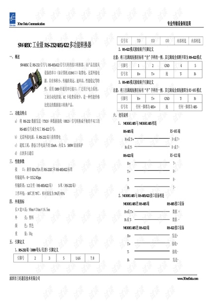 三旺 SW485C(工业级RS-232/485/422多功能转换器).pdf