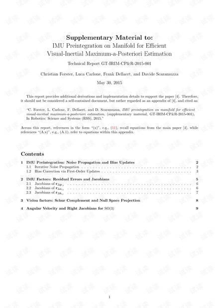 IMU Preintegration on Manifold for Ecient.pdf