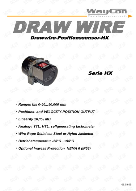 WAYCON HX系列拉绳位移传感器 手册.pdf