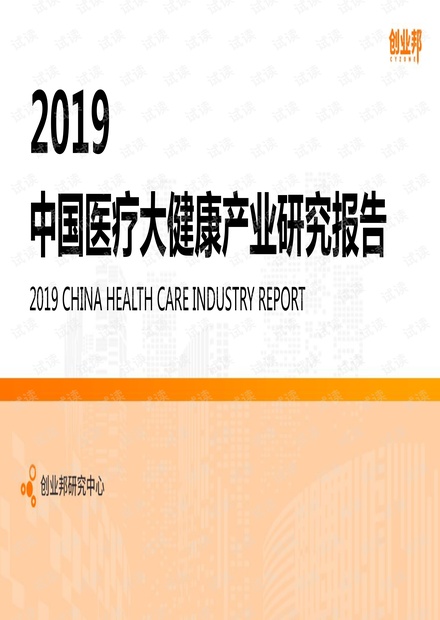 2019中国医疗大健康产业研究报告-创业邦