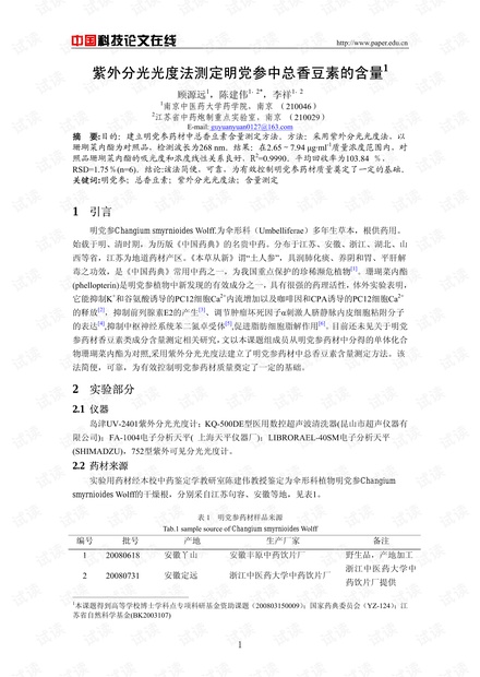 紫外分光光度法测定明党参中总香豆素的含量