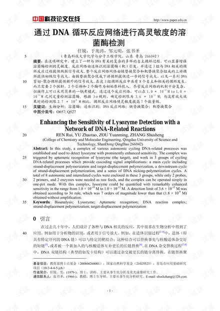 通过DNA循环反应网络进行高灵敏度的溶菌酶检测