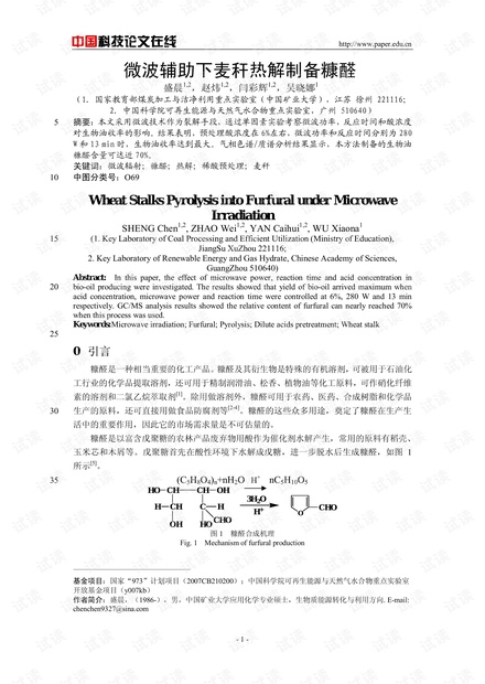微波辅助下麦秆热解制备糠醛