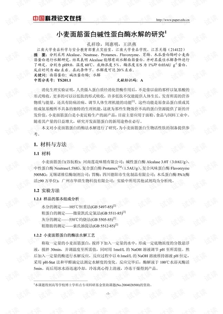 小麦面筋蛋白碱性蛋白酶水解的研究