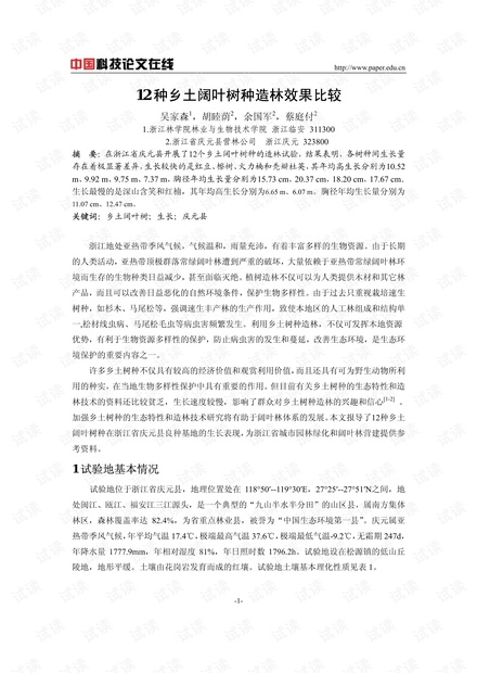 12种乡土阔叶树种造林效果比较