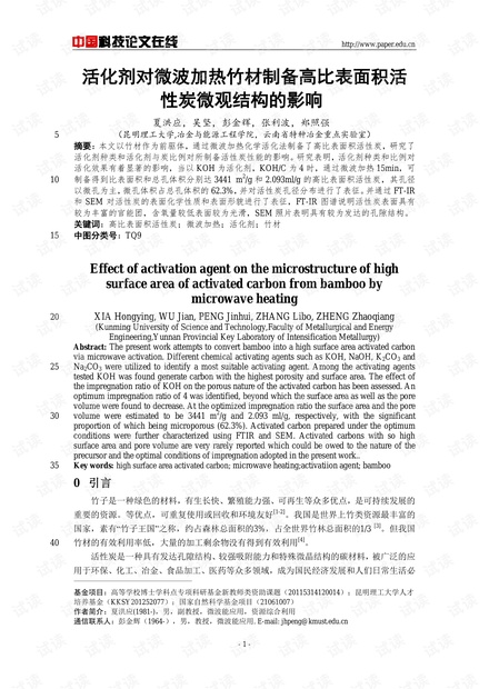 活化剂对微波加热竹材制备高比表面积活性炭微观结构的影响