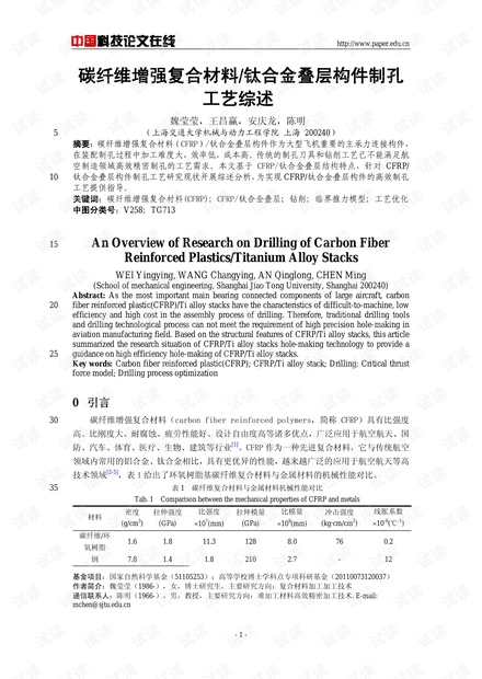 碳纤维增强复合材料/钛合金叠层构件制孔工艺综述