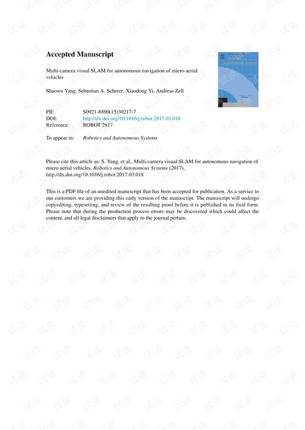 Multi-camera visual SLAM for autonomous navigation of micro aerial vehicles .pdf