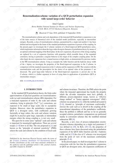 QCD扰动展开的重归一化方案变化与驯服的高阶行为
